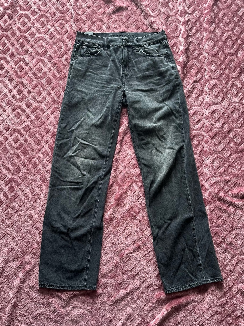 American Eagle Strigid Stovepipe Jeans Black Blaze Straight Fit